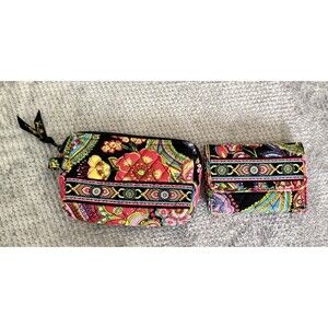 Vera Bradley Set Of Two Paisley Floral Small Wallet and pouch
